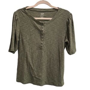 Gap Rib Henley Olive Green T-shirt